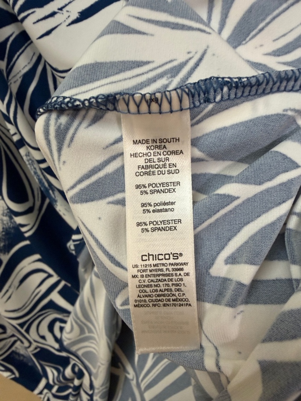 Chicos Linear Floral Maxi Skirt Blue White Stretch Pull On - Picture 3 of 4